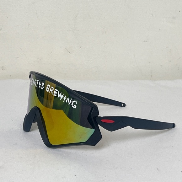 Unisex Density Wraparound Shield Mirrored Sunglasses, “Hoof Hearted Brewing” - Picture 12 of 16